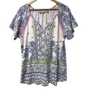 Jason Maxwell Top Womens XL White Blue Purple Green Pink